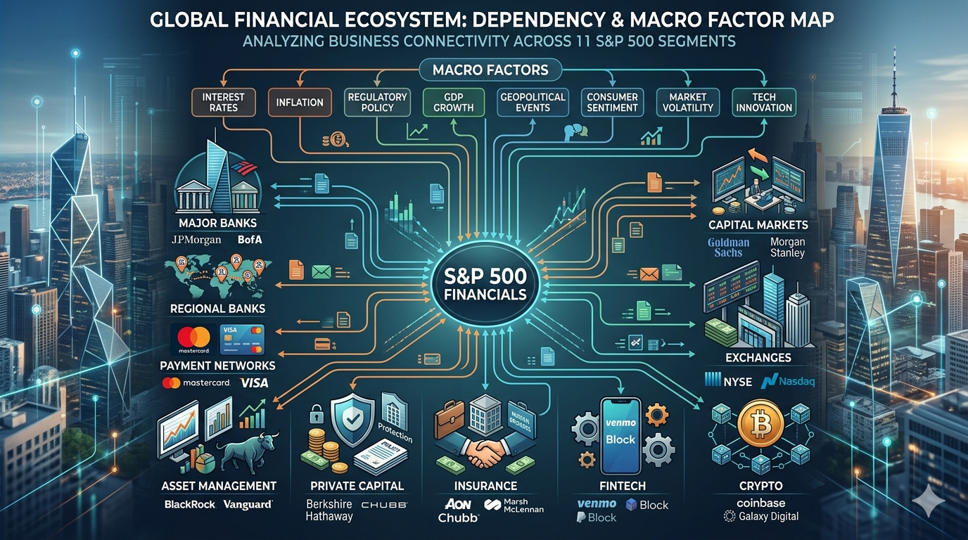 S&P 500 Financial Sector: Dependency Maps for 11 Key Segments