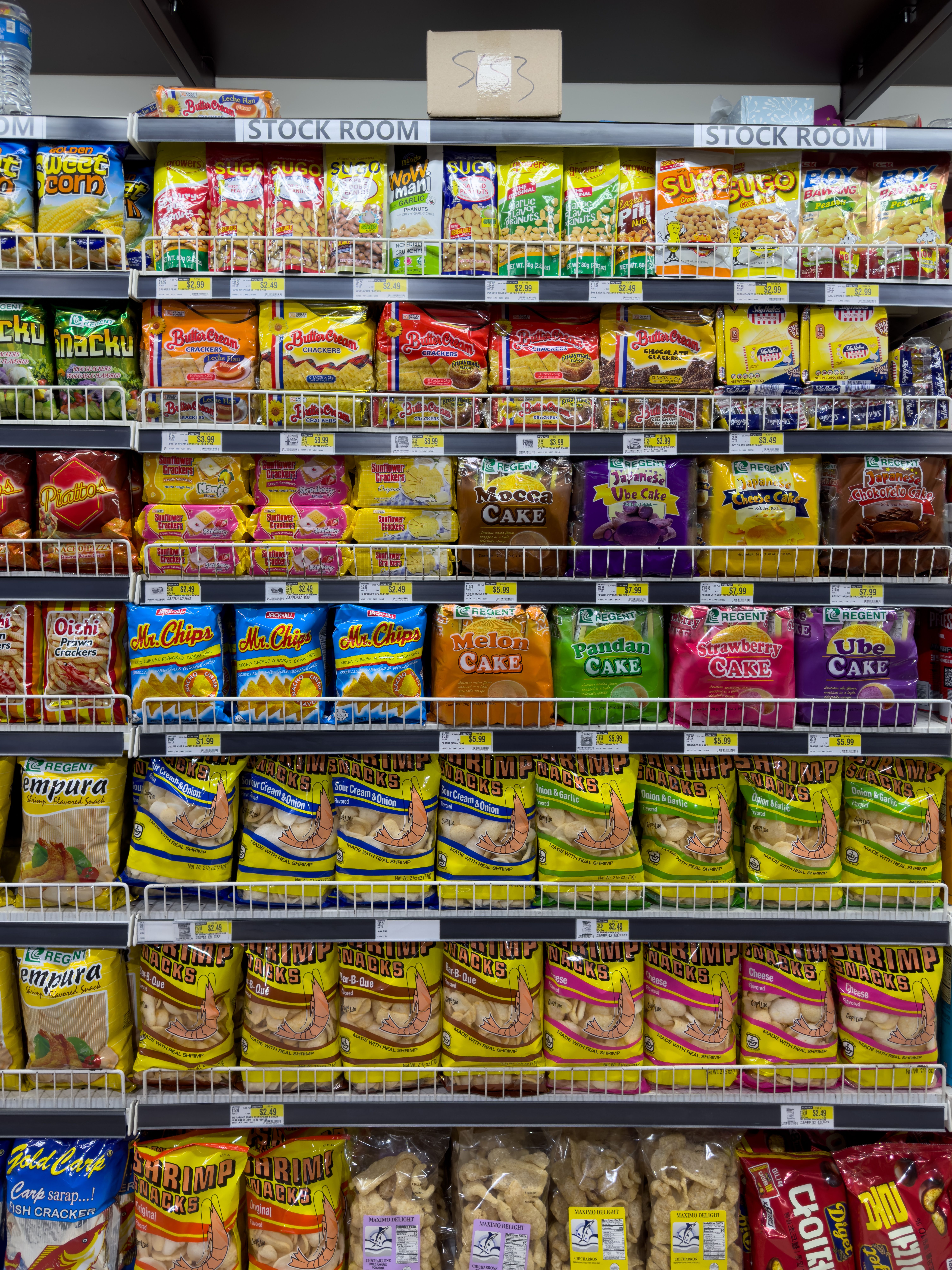 Shrimp snacks shelf raw